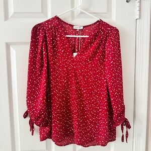 Olivia Grey split neck blouse